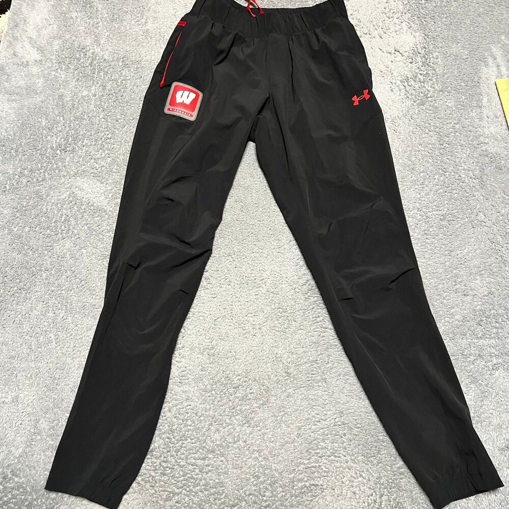 Under Armour Pants Mens Medium Wisconsin Badgers 1378444 Black Zip Pocket